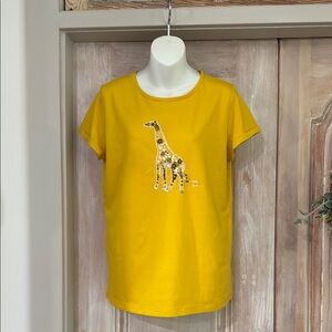 Ann Taylor Factory Yellow Short Sleeve Tee with Giraffe Design